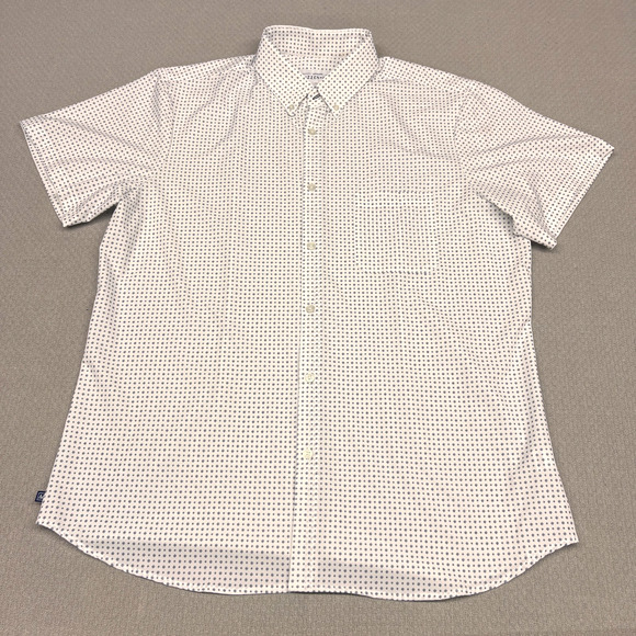 Mizzen Main Shirt Mens XXL White Geometric Trim Fit Leeward Made in USA - Picture 1 of 8